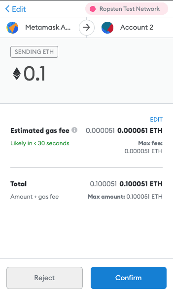 MetaMask Transaction Confirmation