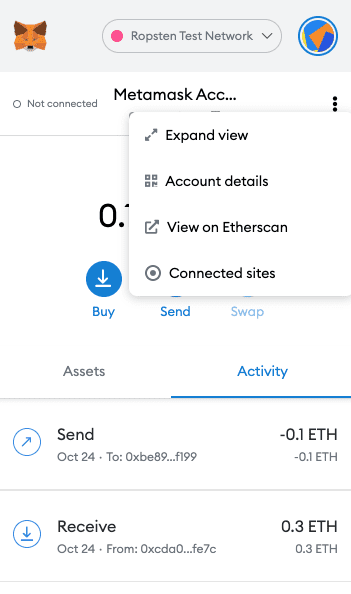 Metamask Account History