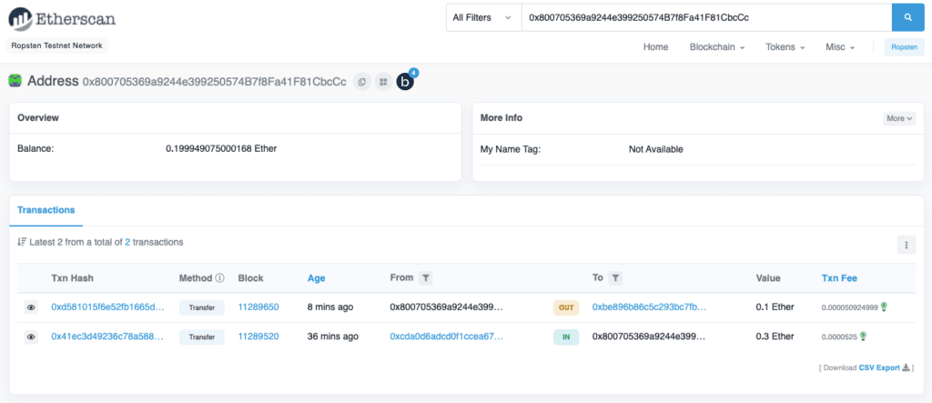 MetaMask Transaction EtherScan Explorer